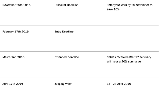 D&AD Awards 2016 deadlines