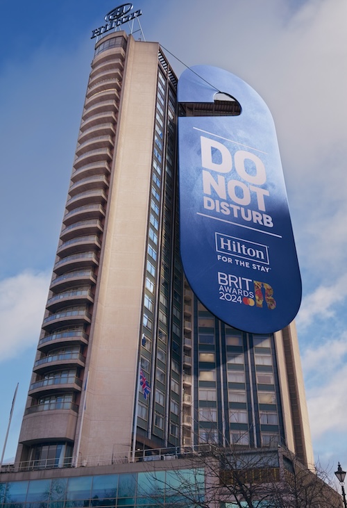 Hilton Rise TBWA\London: Hilton disrobes a high-rise building sized Brit Award ...